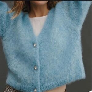 By Anthropologie Hazel Fuzzy Cardigan Sweater